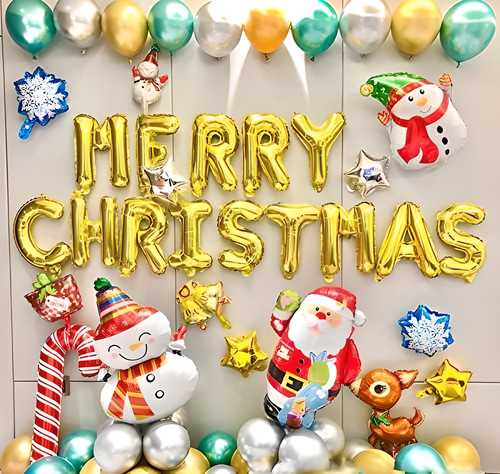 Combo of Merry Christmas Gold Letter Balloon (Pack of 1) - DECORATION HUB