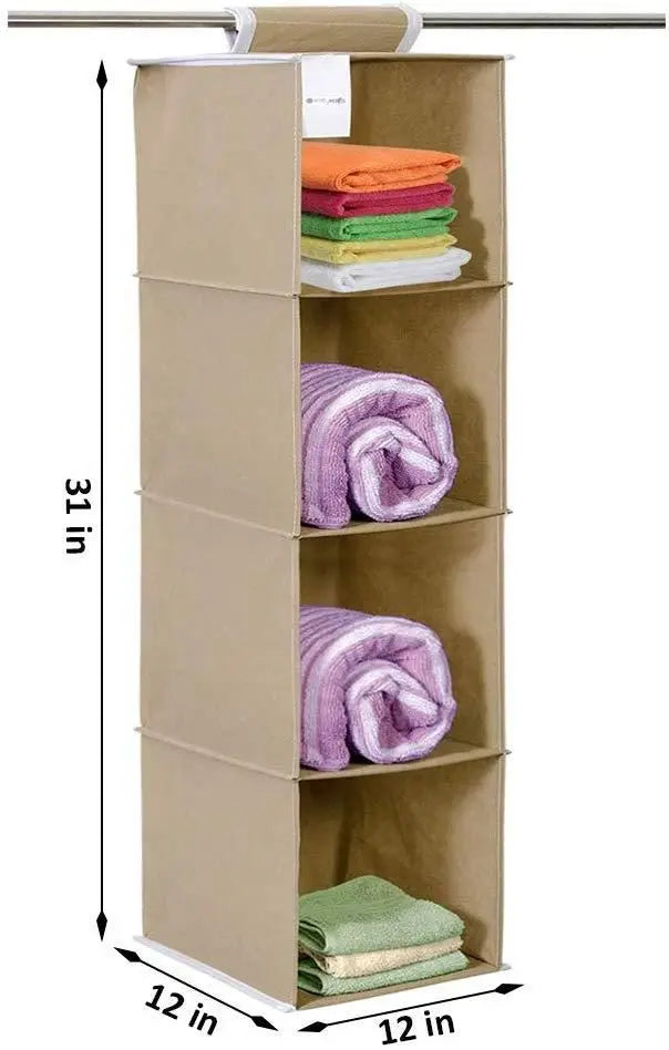 Cloth Organizer - Hanging 4 Shelves Wardrobe Organizer 5921f9-c7