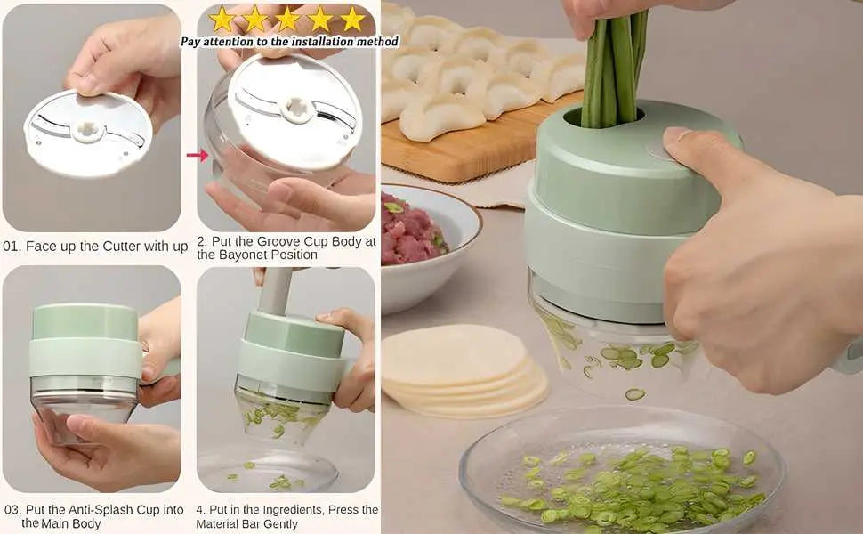 Wireless Handy Electric Vegetable Chopper- 4 in 1 Wireless Handy Electric Vegetable Chopper- 4 in 1 - DECORATION HUB