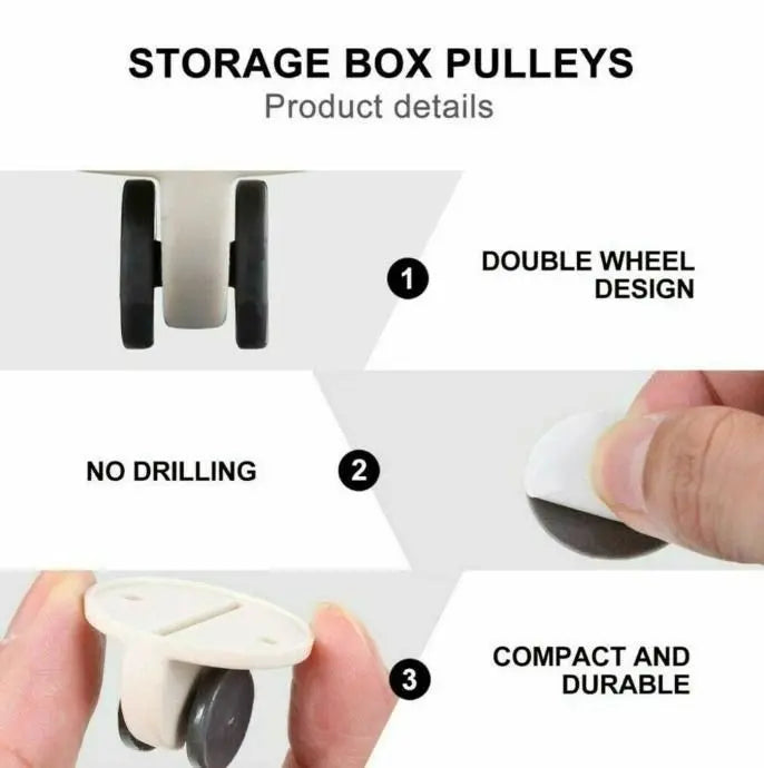 Plastic Sticky Storage Box Pulley Wheels 5921f9-c7