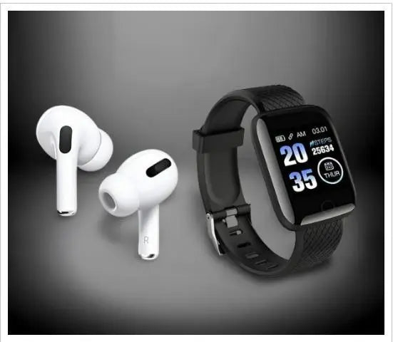 Combo Of Truly Earbuds Headset with Mic, & Bluetooth D116 Smart Watch with Heart Rate Monitor and Other Features - DECORATION HUB