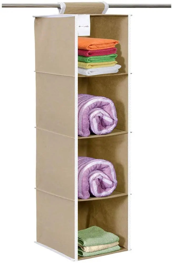 Cloth Organizer - Hanging 4 Shelves Wardrobe Organizer 5921f9-c7