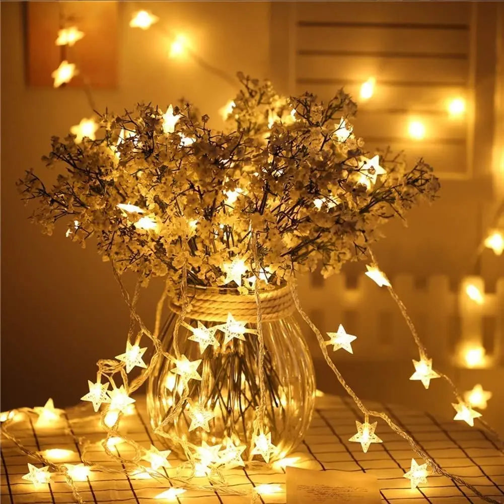 20 Star Shape String Lights 4 Meter Long for Home Decoration Party Festival Diwali Christmas - DECORATION HUB