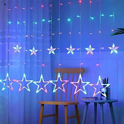 12 Stars Curtain String Lights, Window Curtain Hanging Light - DECORATION HUB