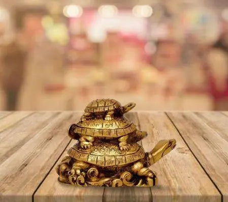 Three Tiered Turtle Tortoise Family For Health And Good Luck For Home D�cor - 12 cm - DECORATION HUB