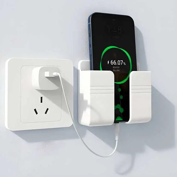 Wall Mounted Mobile Holder With Adhesive Strips& Charging Holder - DECORATION HUB