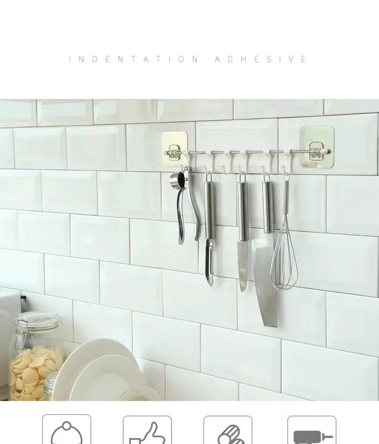 Bathroom Towel Hanger 6 Hooks - DECORATION HUB