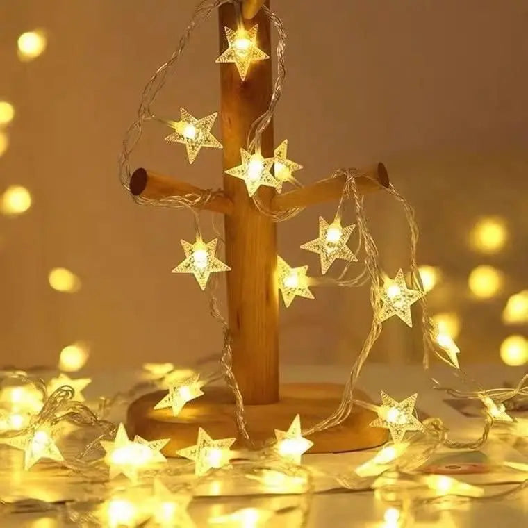 20 Star Shape String Lights 4 Meter Long for Home Decoration Party Festival Diwali Christmas - DECORATION HUB