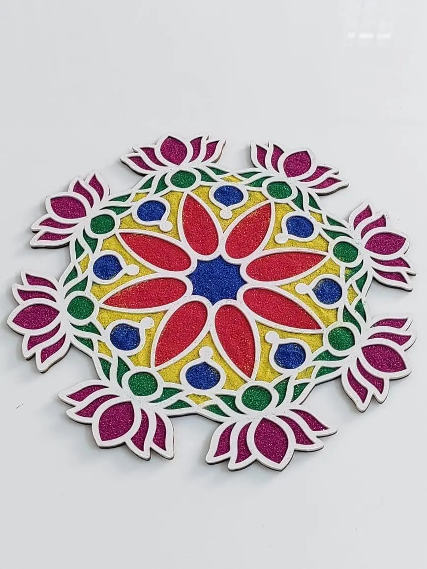 Reusable Wooden Base and Rangoli Template Mat 5921f9-c7