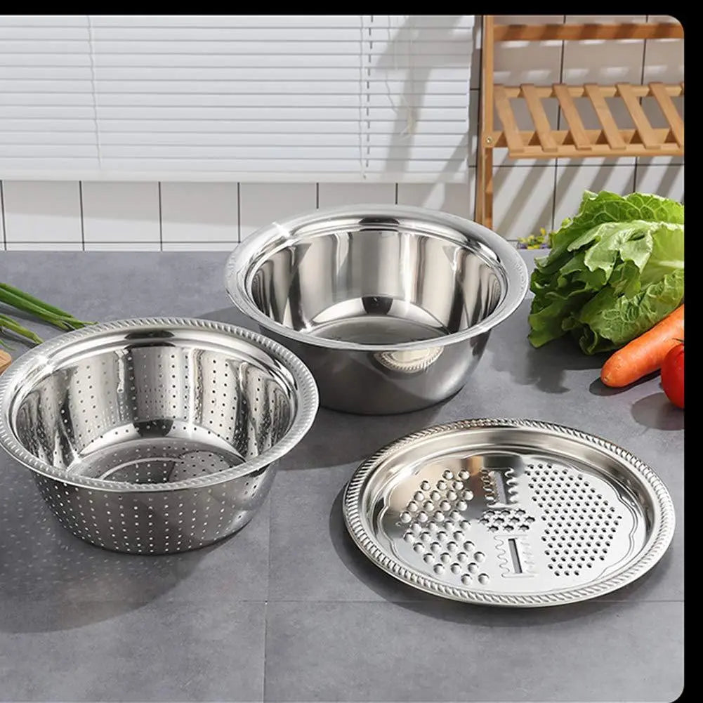 3 in 1 Multifunctional Grater Basin Stainless Steel Colanders Set 5921f9-c7