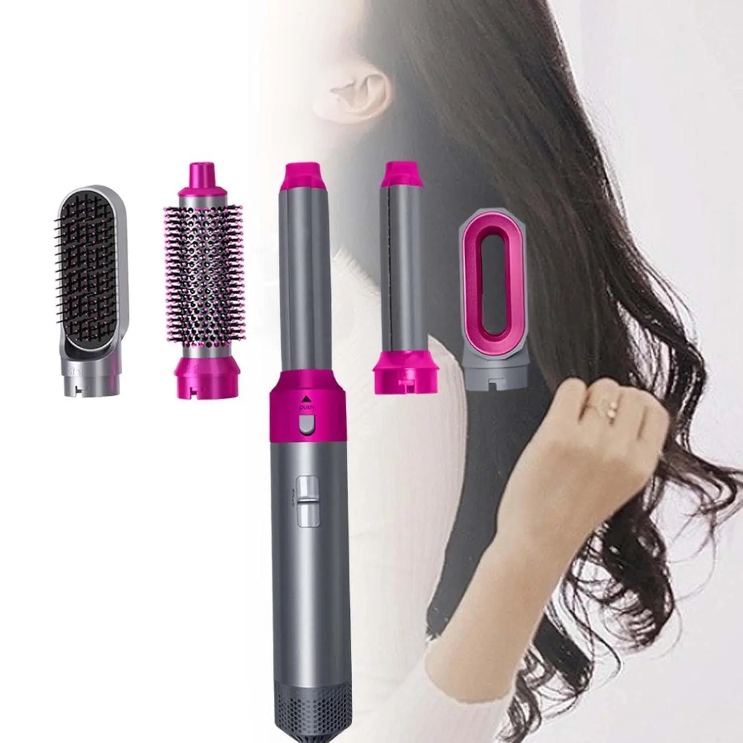 Muti-Functional 5 IN 1 Hair Styling Tool Detachable Hot Air Brush Hair Dryer with Comb 5921f9-c7