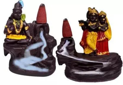 Backflow Smoke RadhaKrishn & Shiva with 20 Smoke Incense Cone For Living Room, Bed room, Office and Home D�cor ? 10 cm - DECORATION HUB