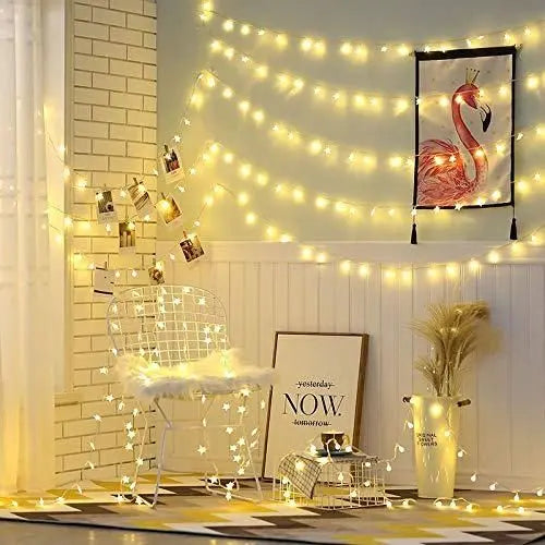 20 Star Shape String Lights 4 Meter Long for Home Decoration Party Festival Diwali Christmas - DECORATION HUB