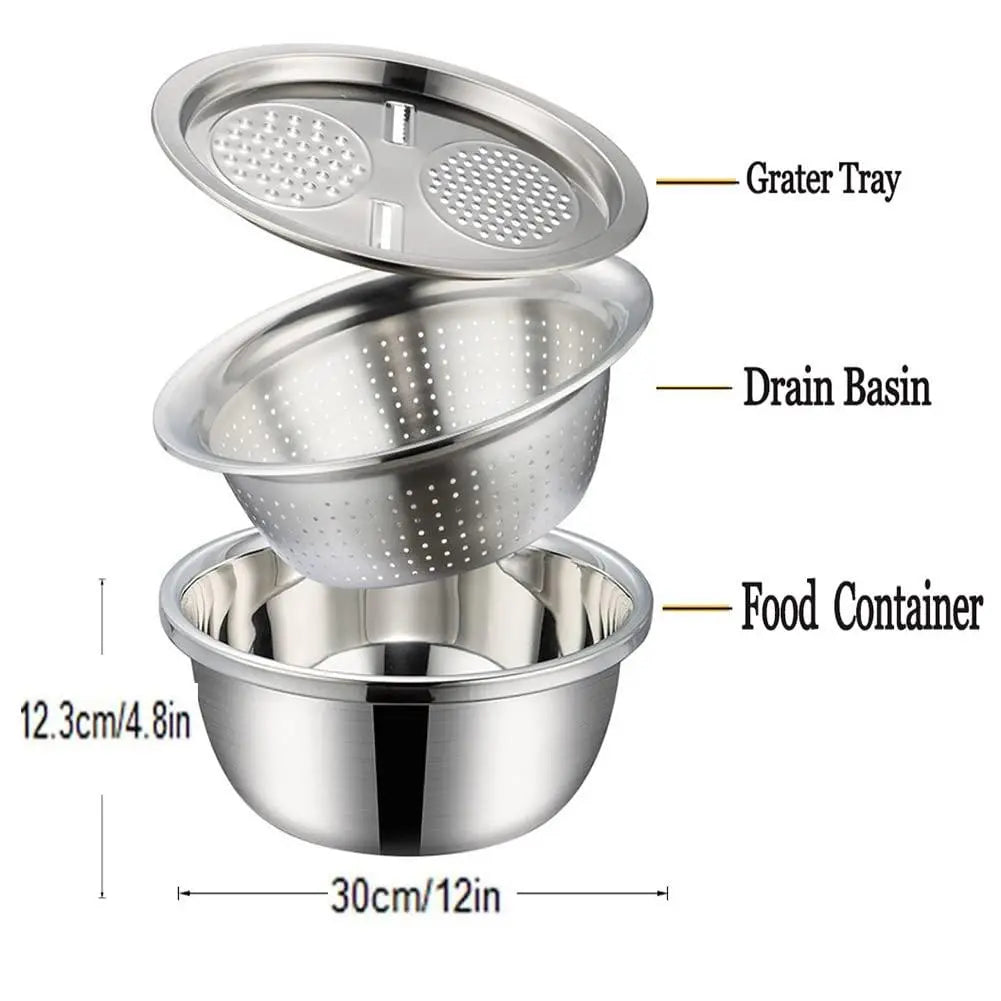 3 in 1 Multifunctional Grater Basin Stainless Steel Colanders Set 5921f9-c7