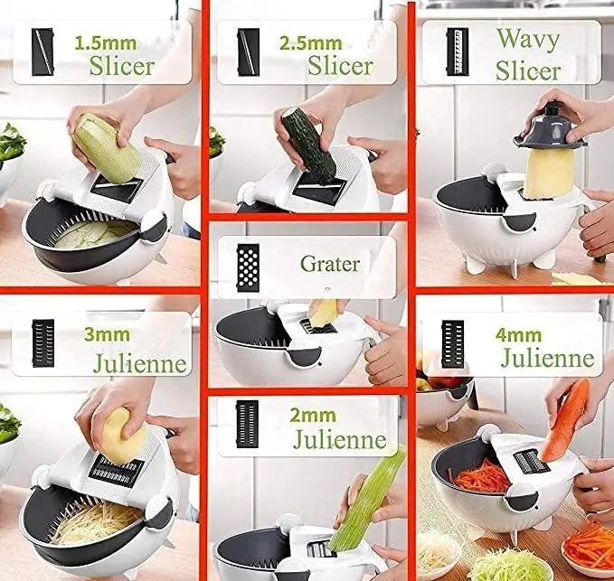 9 in 1 Multifunction Plastic Magic Rotate Vegetable Cutter 5921f9-c7