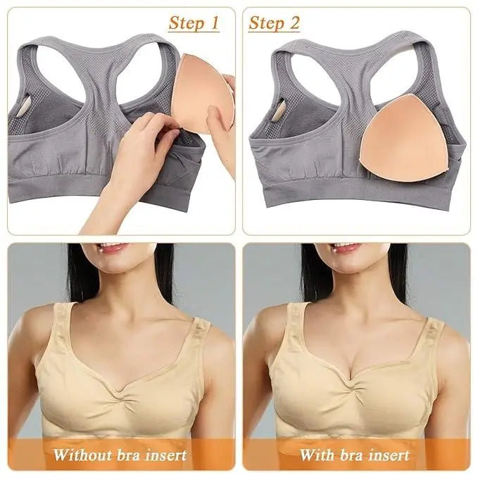 12 Pairs Triangle Sports Bra Inserts Push Up Breast Bra Insert Pads Removable 5921f9-c7