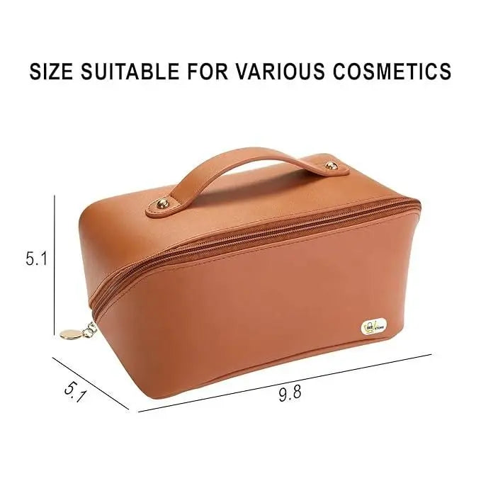 Double-Zipper Leather Cosmetic Travel Bag double-zipper cosmetic bag 5921f9-c7