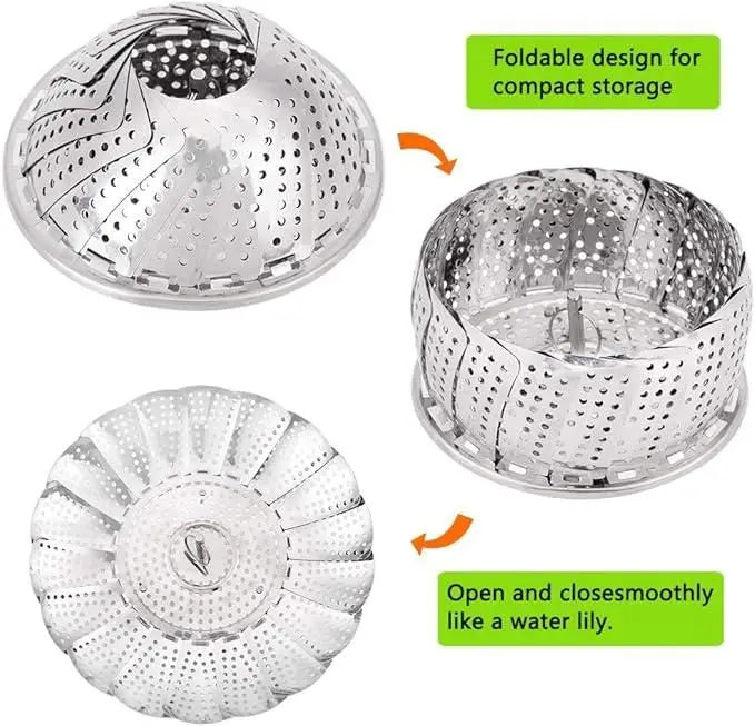 Stainless Steel Steamer basket for Veggie/Seafood with Safety Tool 5921f9-c7