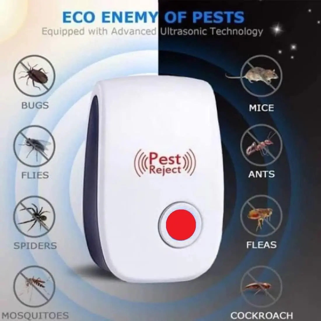 Ultrasonic Pest Repeller for Mosquito, Cockroaches, etc (Pack of 2) 5921f9-c7