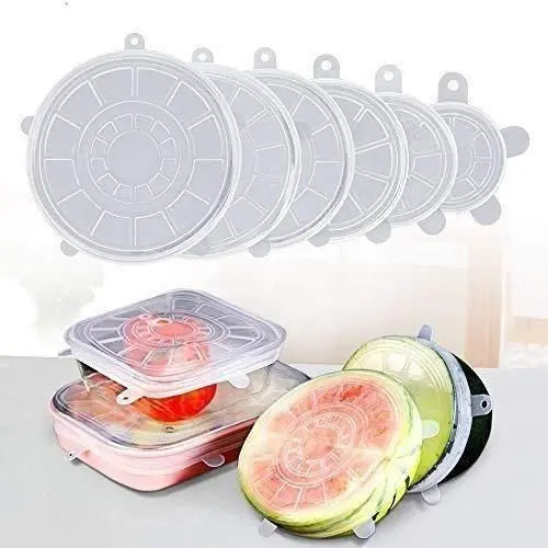 Silicon Lids - Reusable Silicone Stretch Lids For Food Cover ( Set of 6 ) - DECORATION HUB