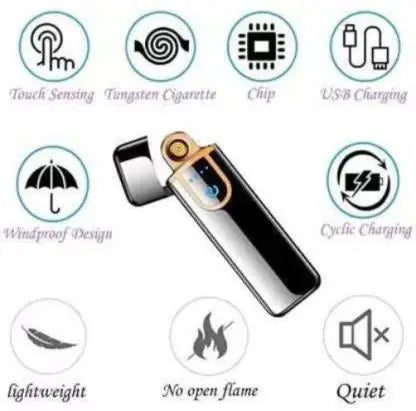 Touch Lighter Waterproof Rechargeable Electric Lighter Battery Indication Touch Screen Sensor Lighter 5921f9-c7