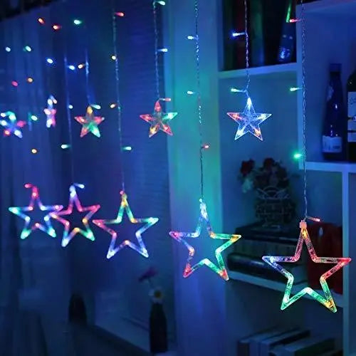 12 Stars Curtain String Lights, Window Curtain Hanging Light - DECORATION HUB