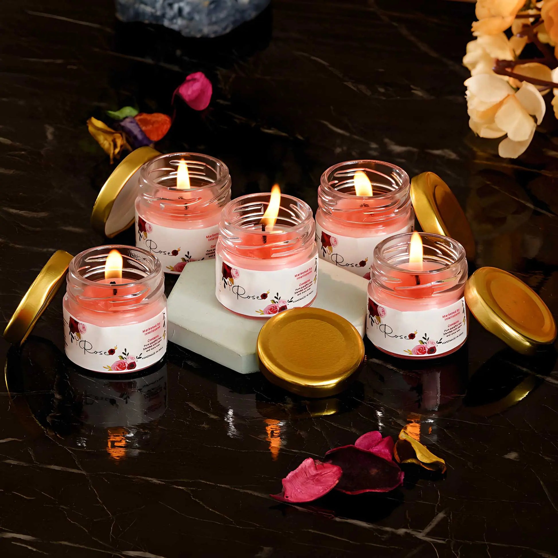 eCraftIndia Set of 5 Rose Scented Minijar Candle 5921f9-c7