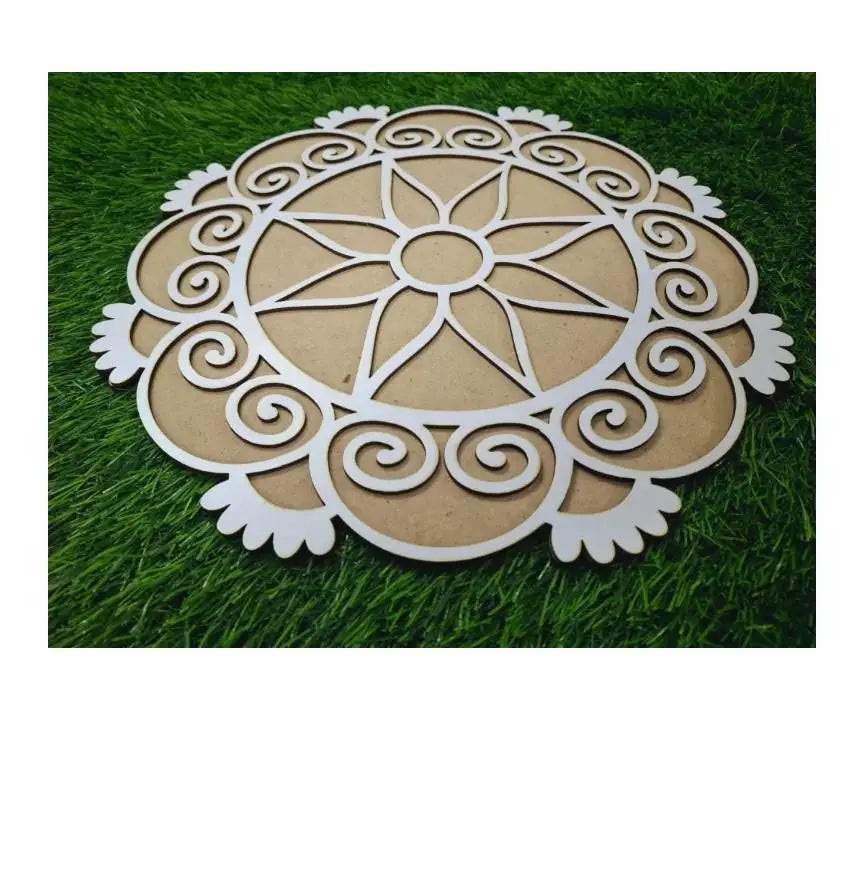 Reusable Wooden Base and Rangoli Template Mat 5921f9-c7