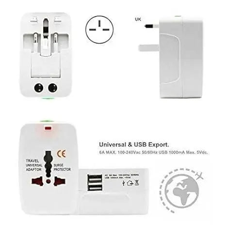 Worldwide Travel Adapter with Built in Dual USB Charger Ports 5921f9-c7