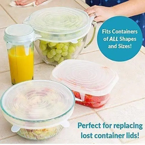 Silicon Lids - Reusable Silicone Stretch Lids For Food Cover ( Set of 6 ) - DECORATION HUB