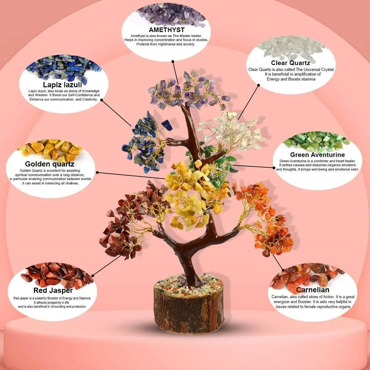 7 Chakra Natural Gemstone Crystal Tree 5921f9-c7