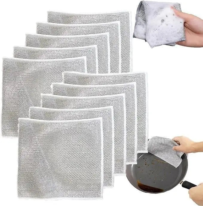 Multipurpose Wire Dishwashing Rags for Wet and Dry Pack of 10 - DECORATION HUB