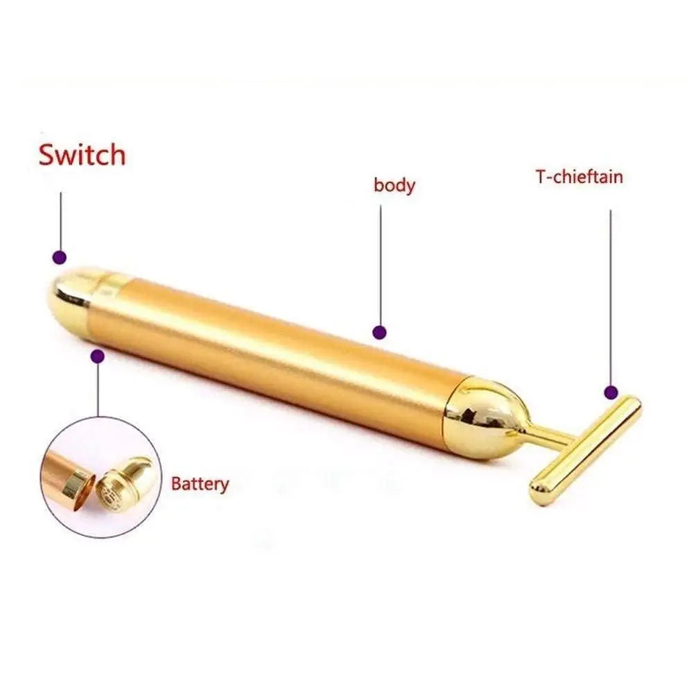 24K Gold Energy Beauty Bar Electric Facial Massage Roller 5921f9-c7