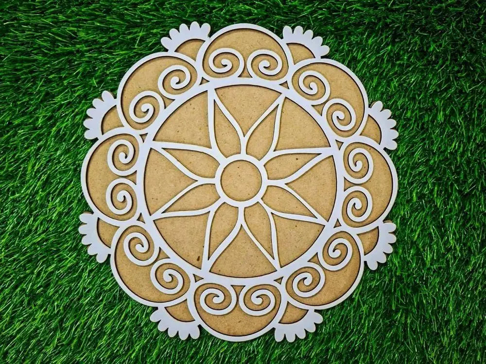 Reusable Wooden Base and Rangoli Template Mat 5921f9-c7