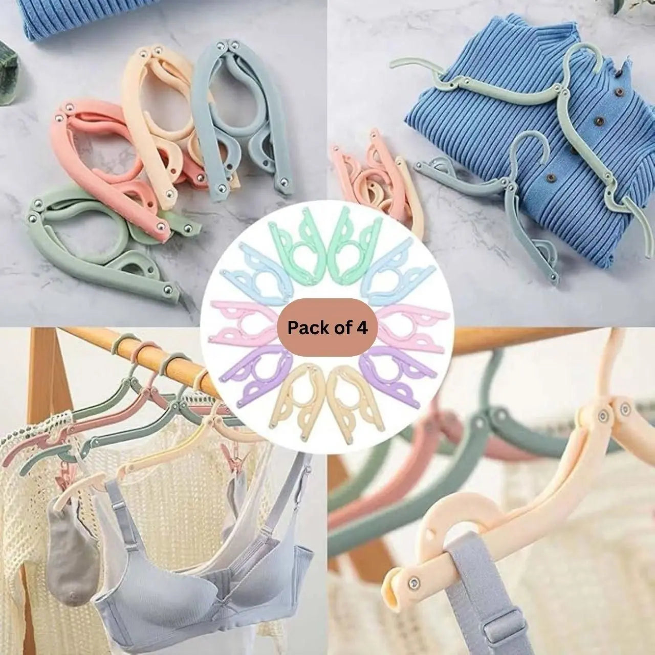 4PCS Portable Foldable Clothes  Hangers 5921f9-c7