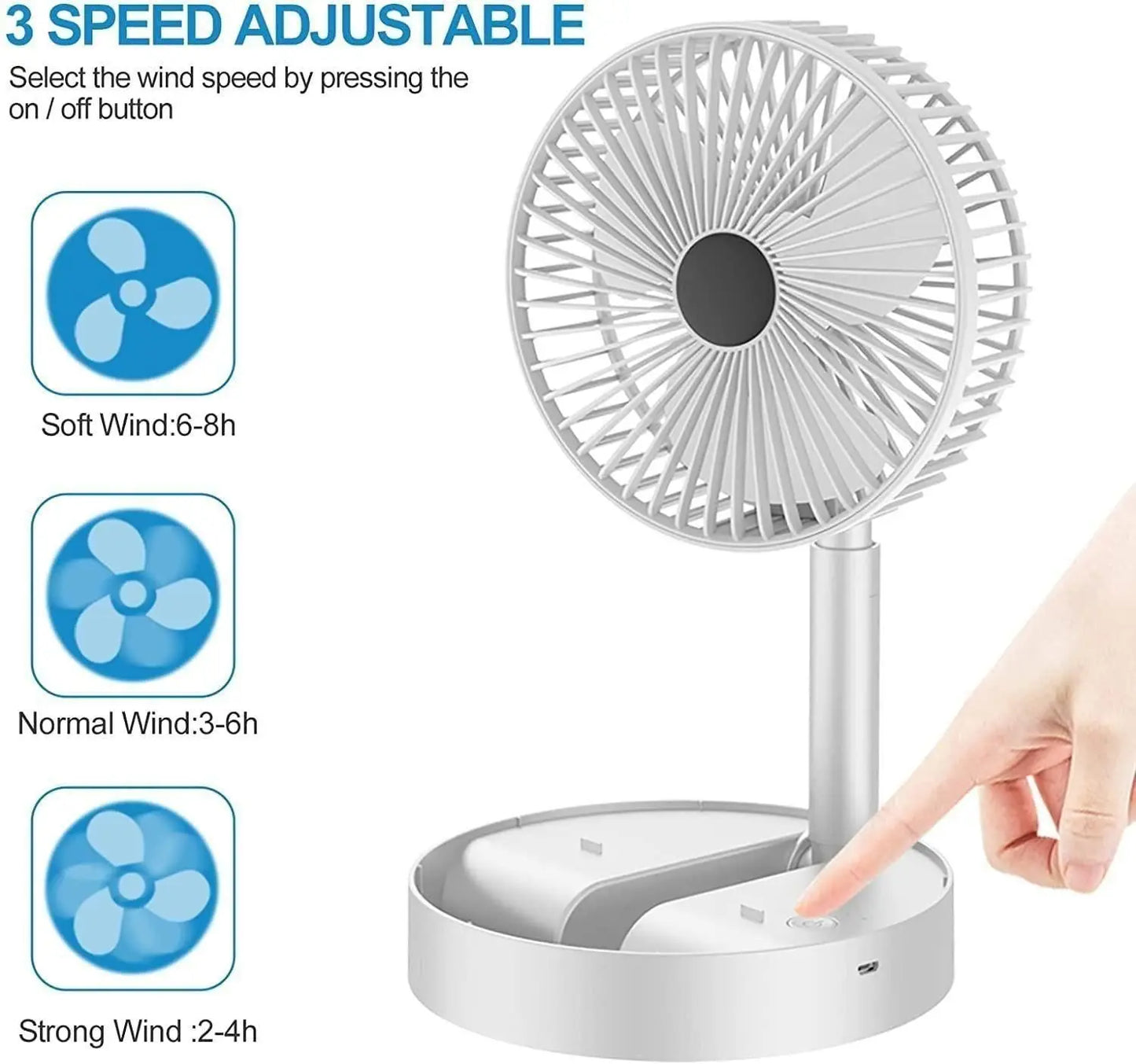 Powerful Rechargeable Table Fan - DECORATION HUB