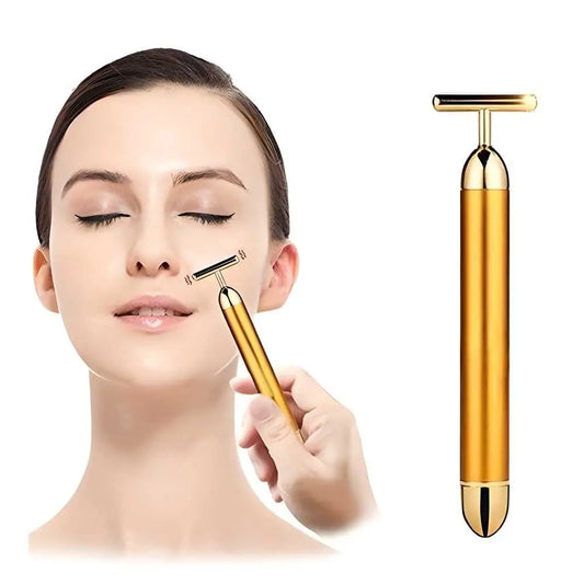 24K Gold Energy Beauty Bar Electric Facial Massage Roller 5921f9-c7