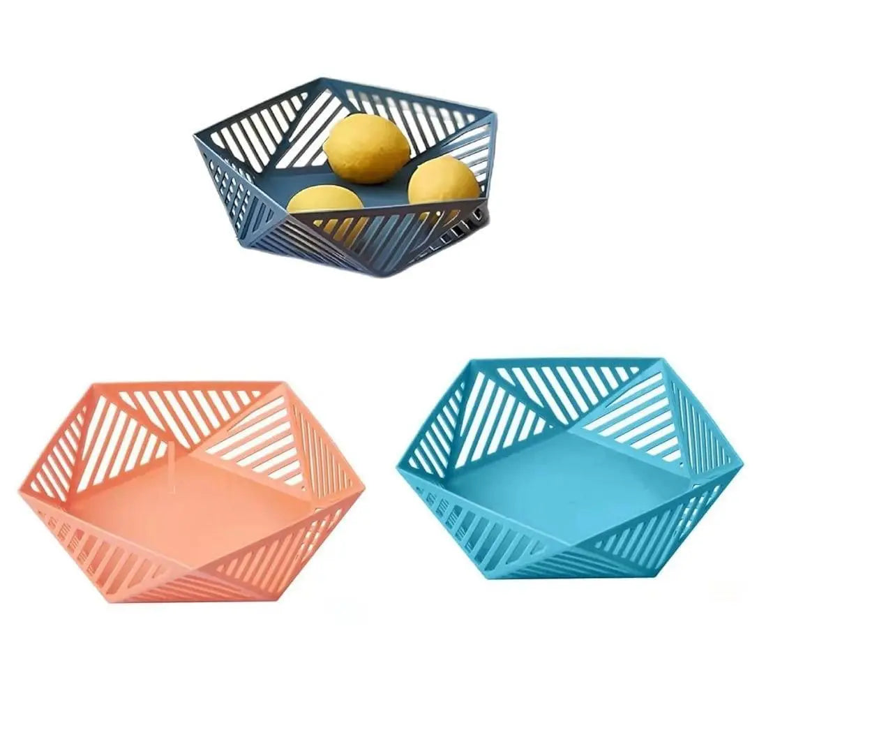 Plastic Vegetables Fruit Basket Geometric Design Fruit Bowl for Kitchen - DECORATION HUB