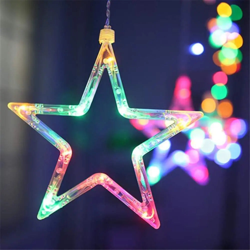 12 Stars Curtain String Lights, Window Curtain Hanging Light - DECORATION HUB