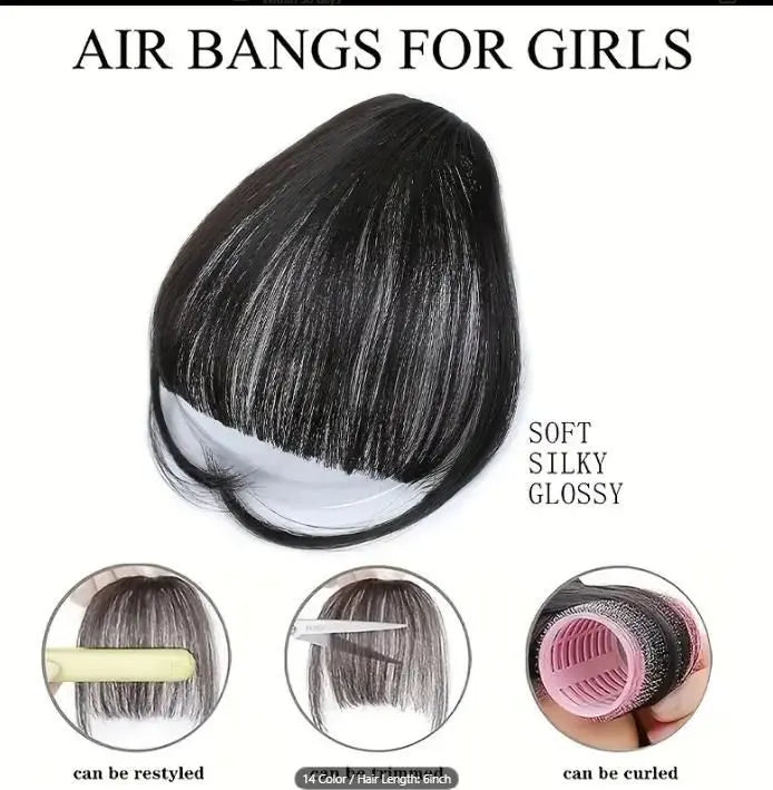 Natural-Looking Black Clip In Bangs - DECORATION HUB